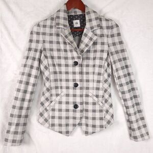 Cabi Valentina Jacket 5292 Windowpane Checkered Black & White Blazer 0